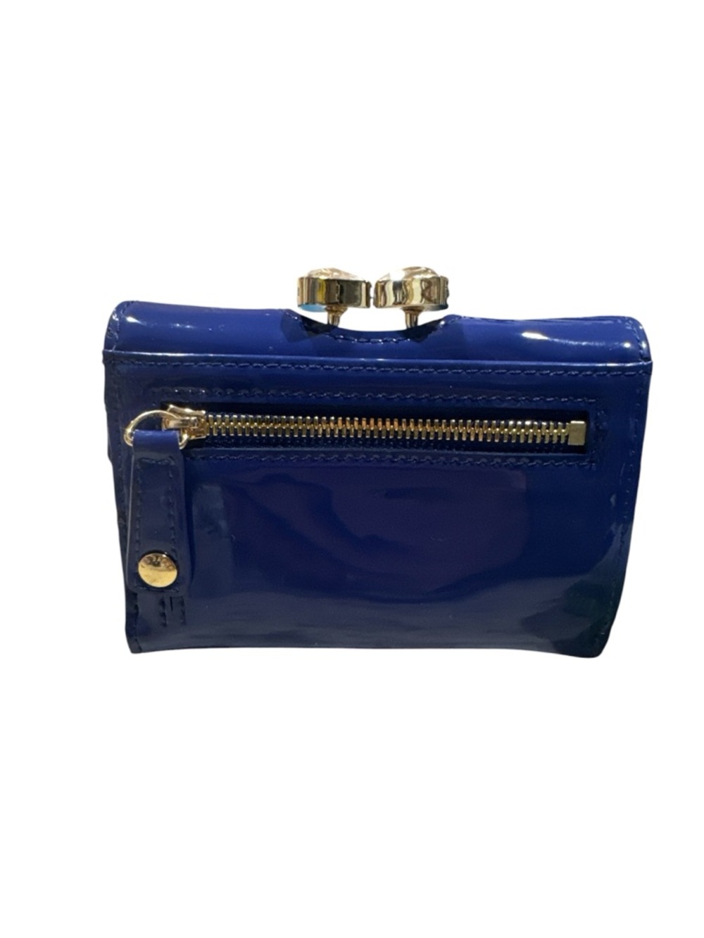 Ted Baker Patent Leather Clasp Wallet - Cobalt Blue with Gold Hardware - Picture 2 of 7